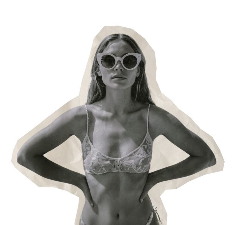 collage-papier-photographie-fille-maillot-de-bain